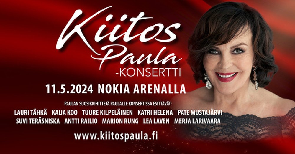 V2.fi | Huippuartistit mukana 'Kiitos Paula' -konsertissa Tampereen Nokia  Arenalla